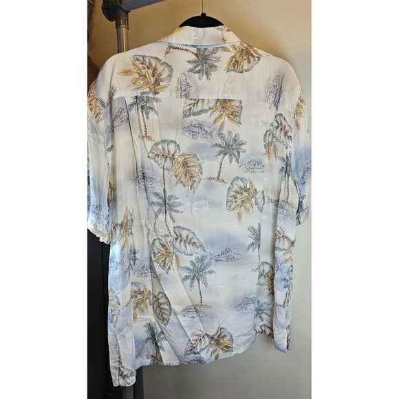 Batik Bay Palm Tree and Fish Short Sleeve Button Front Shirt 100% Rayon Size XL - Picture 6 of 7